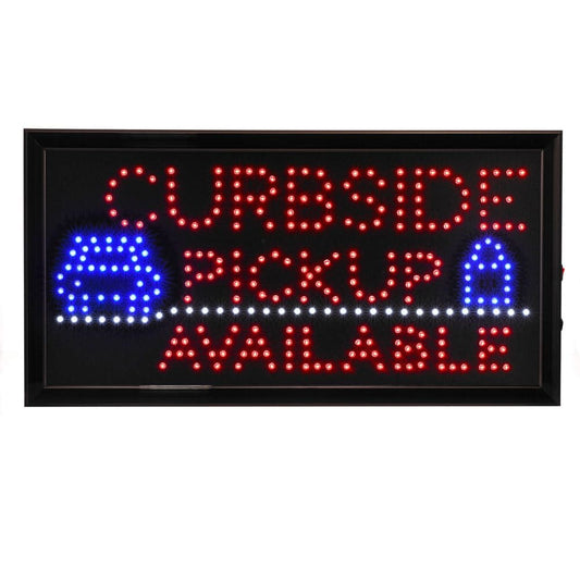 Alpine Industries 19 in. x 10 in. LED Rectangular Curbside Pickup Available Sign with Two Display Modes - Retail Signage - Alpine