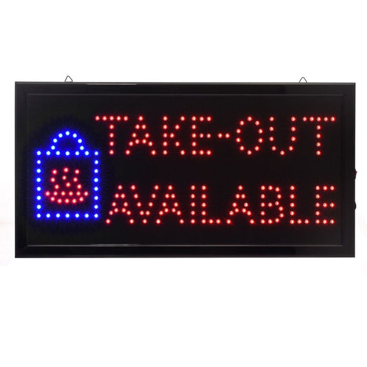 Alpine Industries 19 in. x 10 in. LED Rectangular Take-Out Available Sign with Two Display Modes - Retail Signage - Alpine