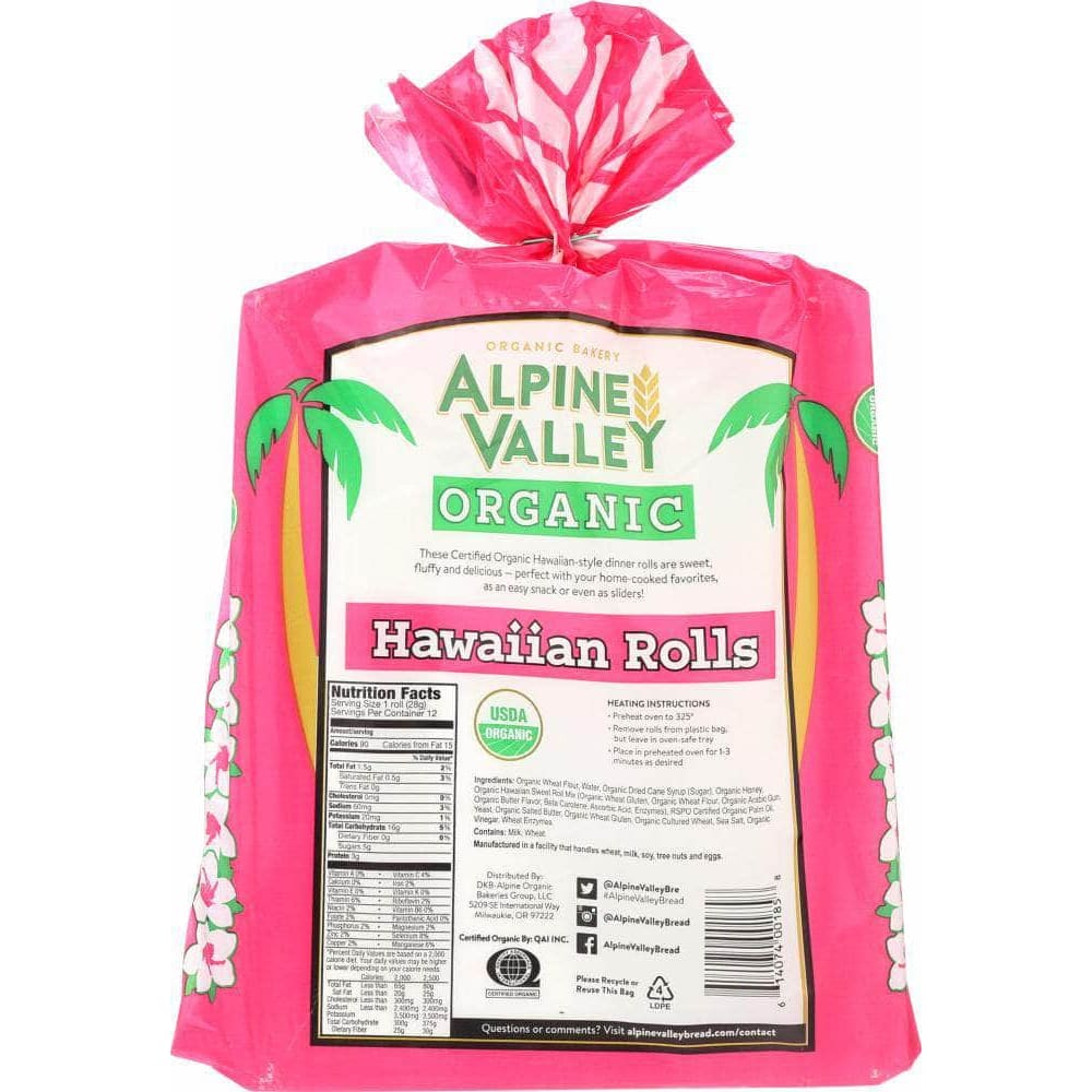 Alpine Valley Alpine Valley Organic Hawaiian Rolls, 12 oz