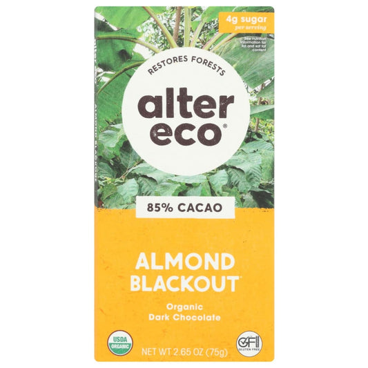 ALTER ECO: Almond Blackout Dark Chocolate Bar 2.65 oz (Pack of 5) - Grocery > Chocolate Desserts and Sweets > Chocolate - ALTER ECO