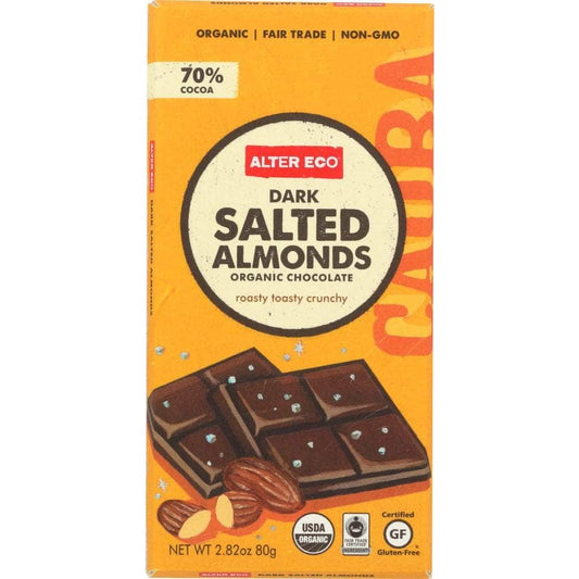 Alter Eco Alter Eco Chocolate Bar Dark Salted Almond Organic, 2.82 oz