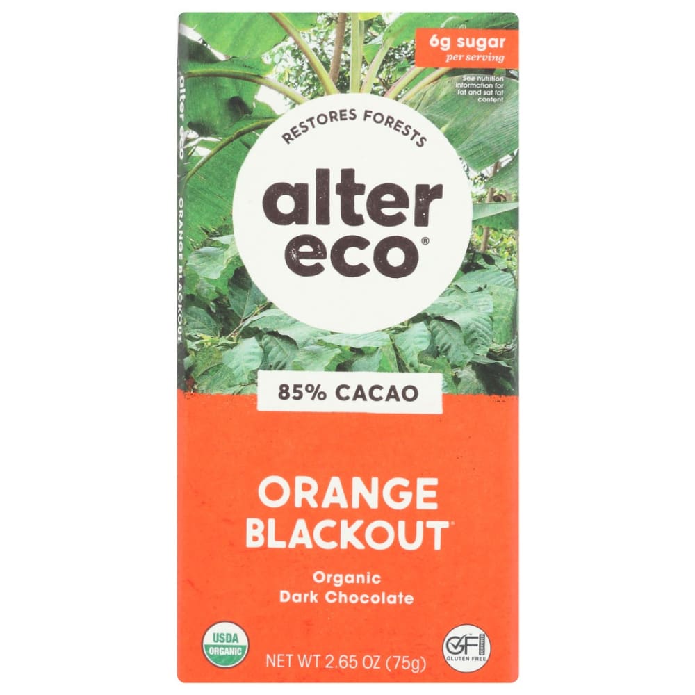 ALTER ECO: Orange Blackout Dark Chocolate Bar 2.65 oz (Pack of 5) - Grocery > Chocolate Desserts and Sweets > Chocolate - ALTER ECO