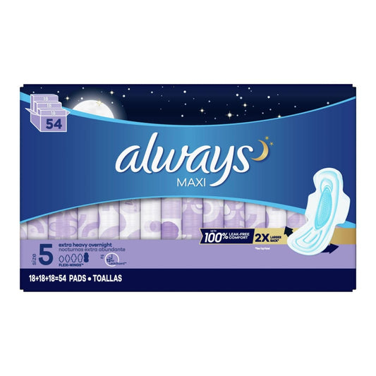 Always Extra-Heavy Overnight Maxi Pads with Flexi-Wings 54 ct. - Always
