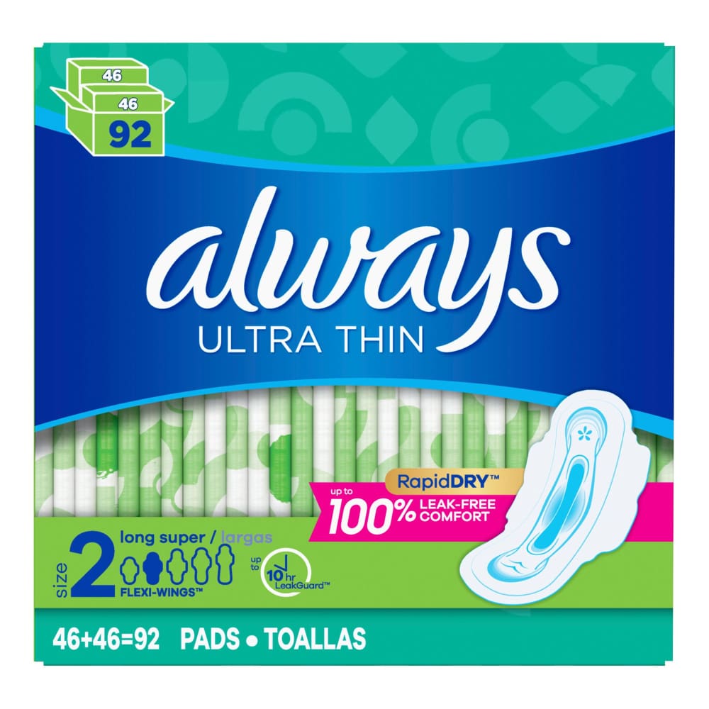 Always Ultra Thin Size 2 Long Super Pads 92 ct. - Always