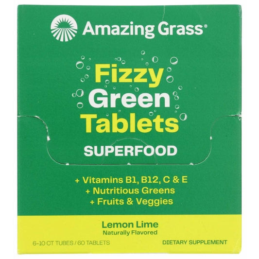 AMAZING GRASS Health > Vitamins & Supplements AMAZING GRASS: Fizzy Green Tablets Superfood Lemon Lime, 1 bx