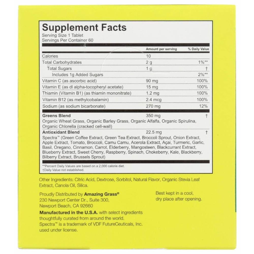 AMAZING GRASS Health > Vitamins & Supplements AMAZING GRASS: Fizzy Green Tablets Superfood Lemon Lime, 1 bx