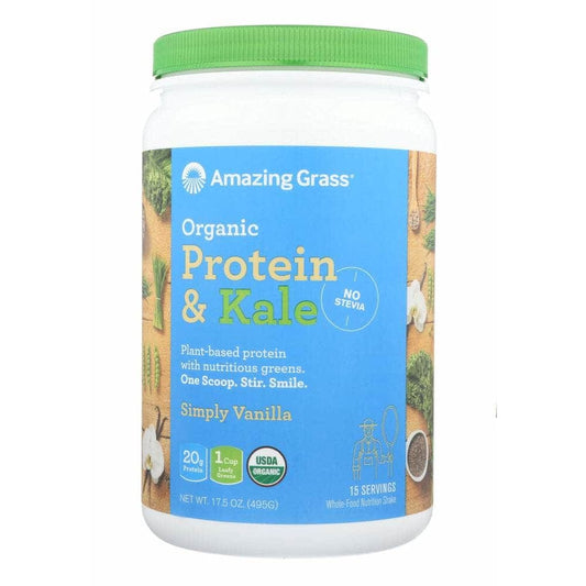 AMAZING GRASS Grocery > Nutritional Bars, Drinks, and Shakes AMAZING GRASS: Organic Protein & Kale Simply Vanilla, 17.5 oz