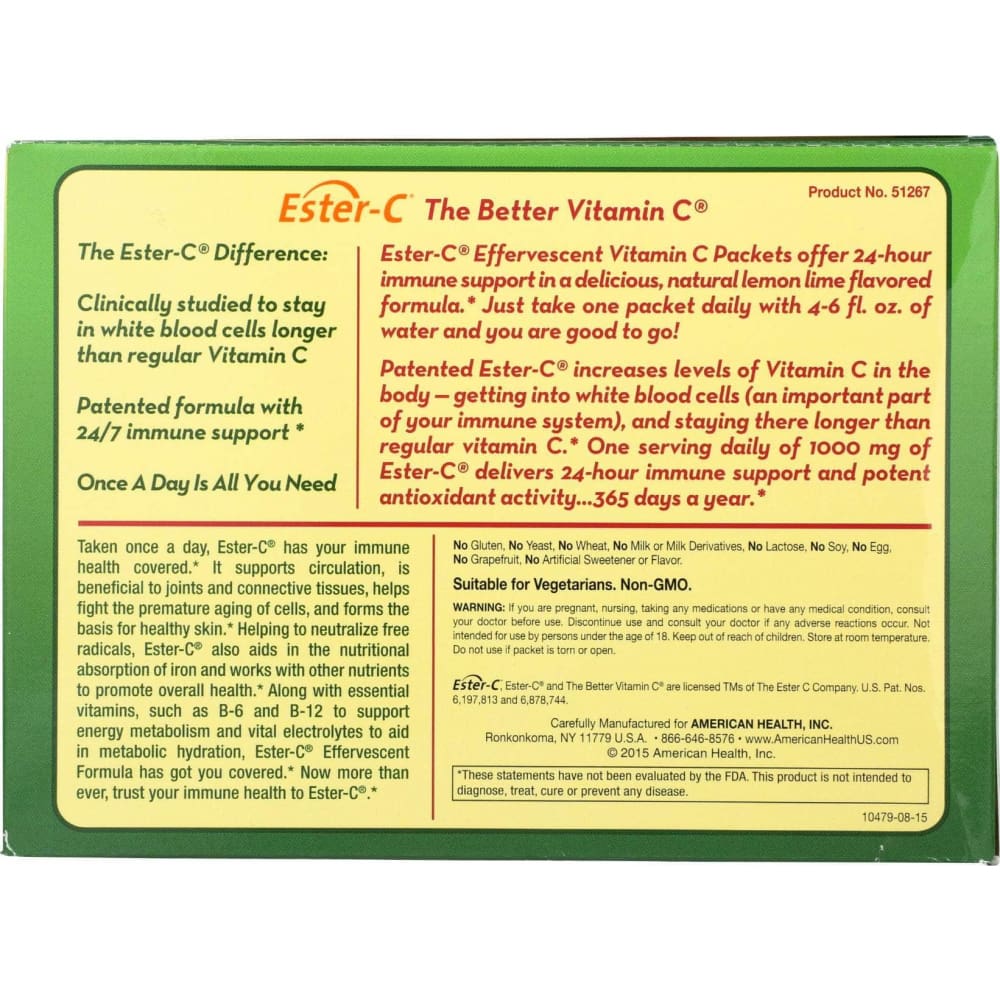 AMERICAN HEALTH American Health Ester-C 1000Mg Effervescent Lemon Lime, 21 Ea