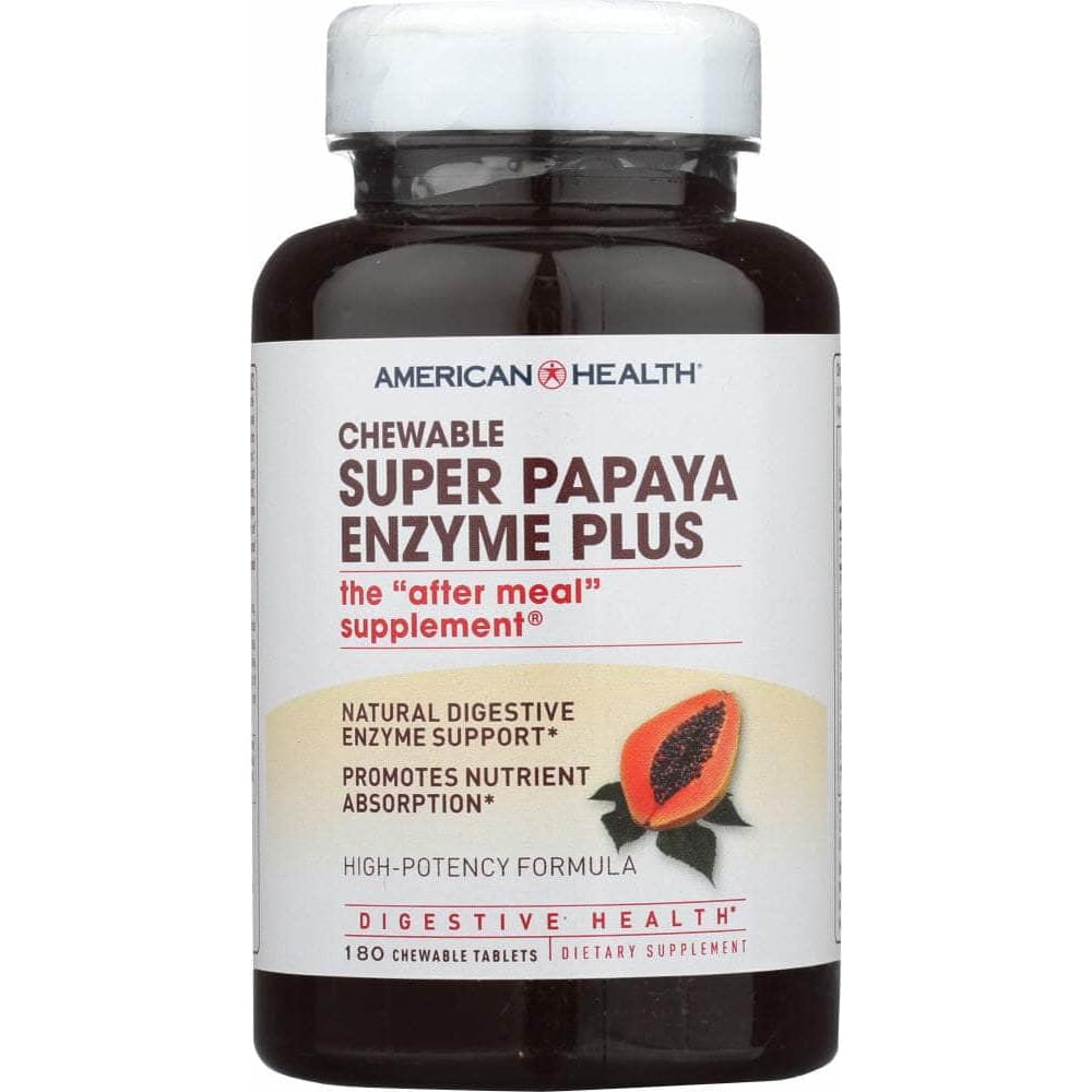 American Health American Health Super Papaya Enzyme Plus Chewable, 180 Tablets