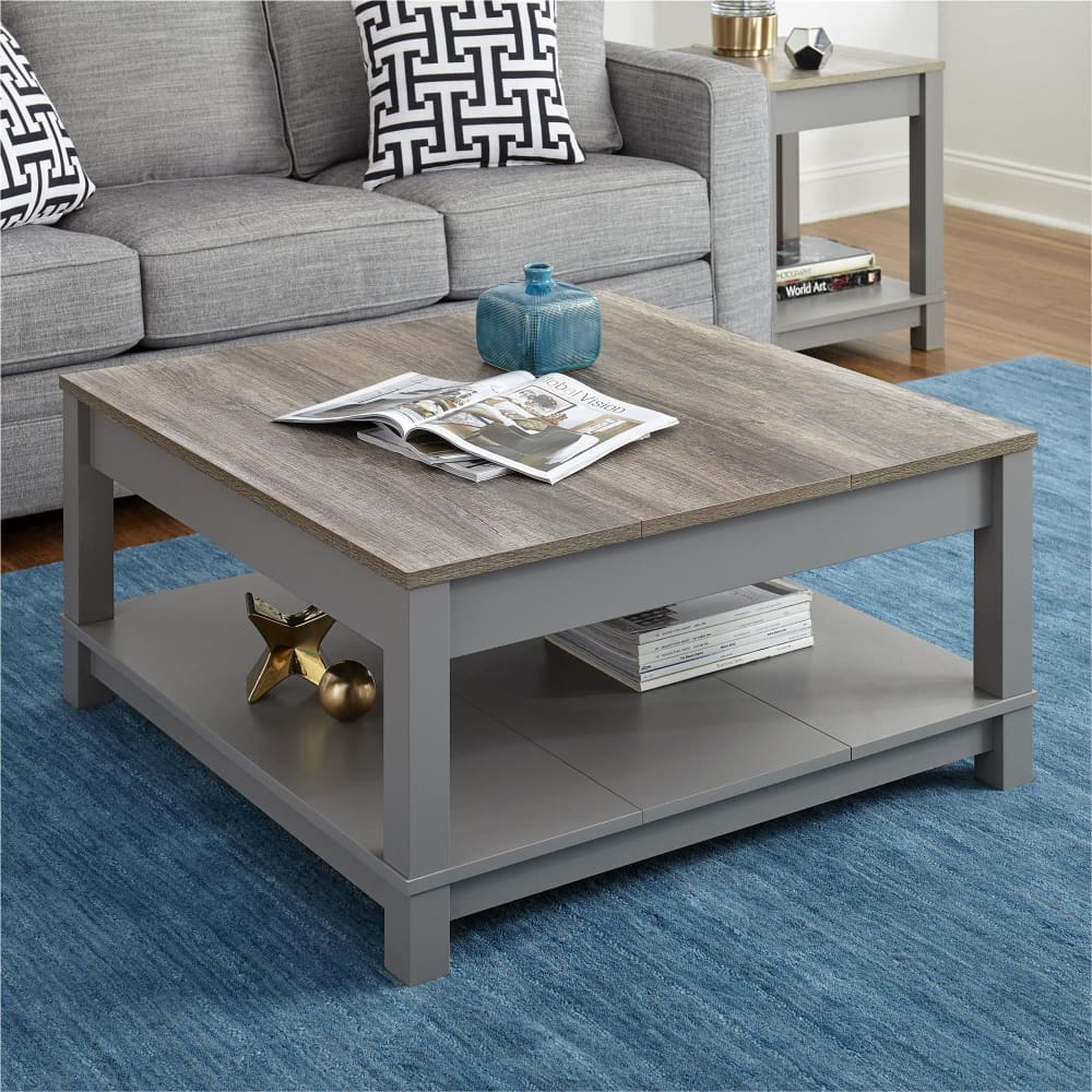 Ameriwood Home Carver Coffee Table - Grayweathered Oak - Home/Furniture/Living Room Furniture/Accent Furniture/Accent & Coffee Tables/ -