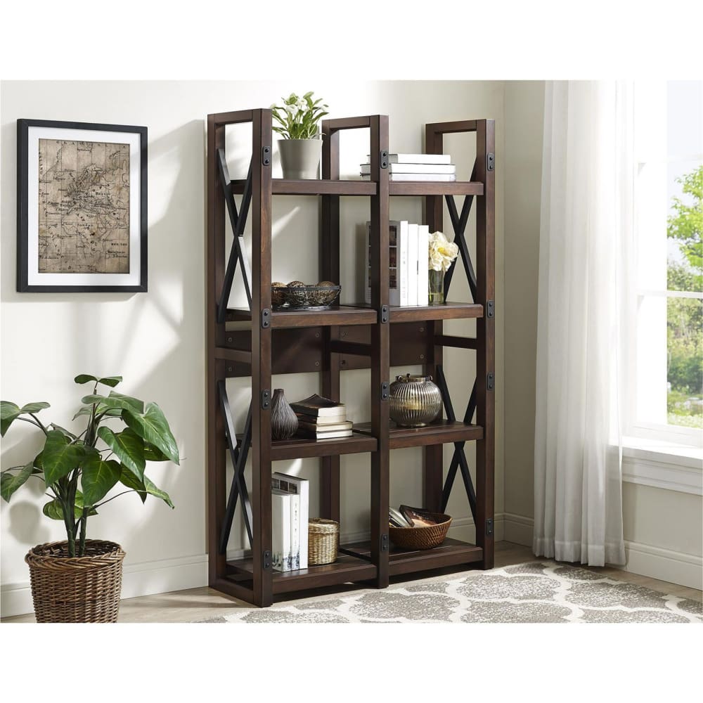 Ameriwood Home Wildwood Wood Veneer 8-Shelf Bookcase/Room Divider - Brown - Ameriwood