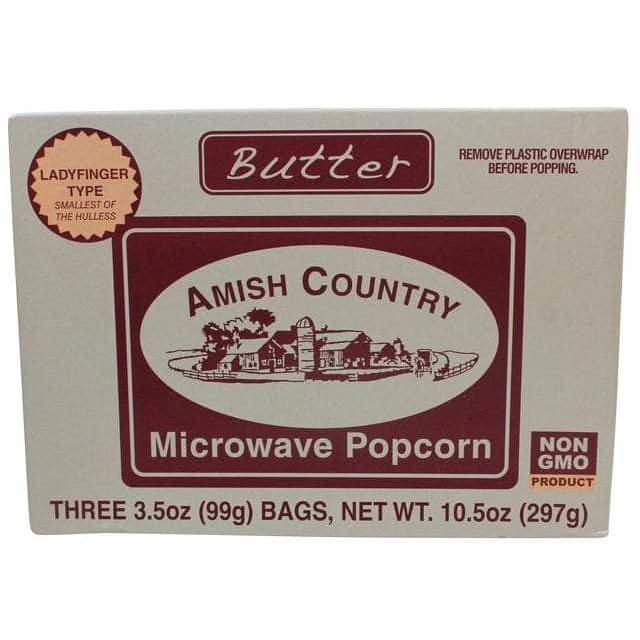 AMISH COUNTRY Grocery > Snacks > Popcorn AMISH COUNTRY: Ladyfinger Butter Microwave Popcorn 3 Count, 10.5 oz