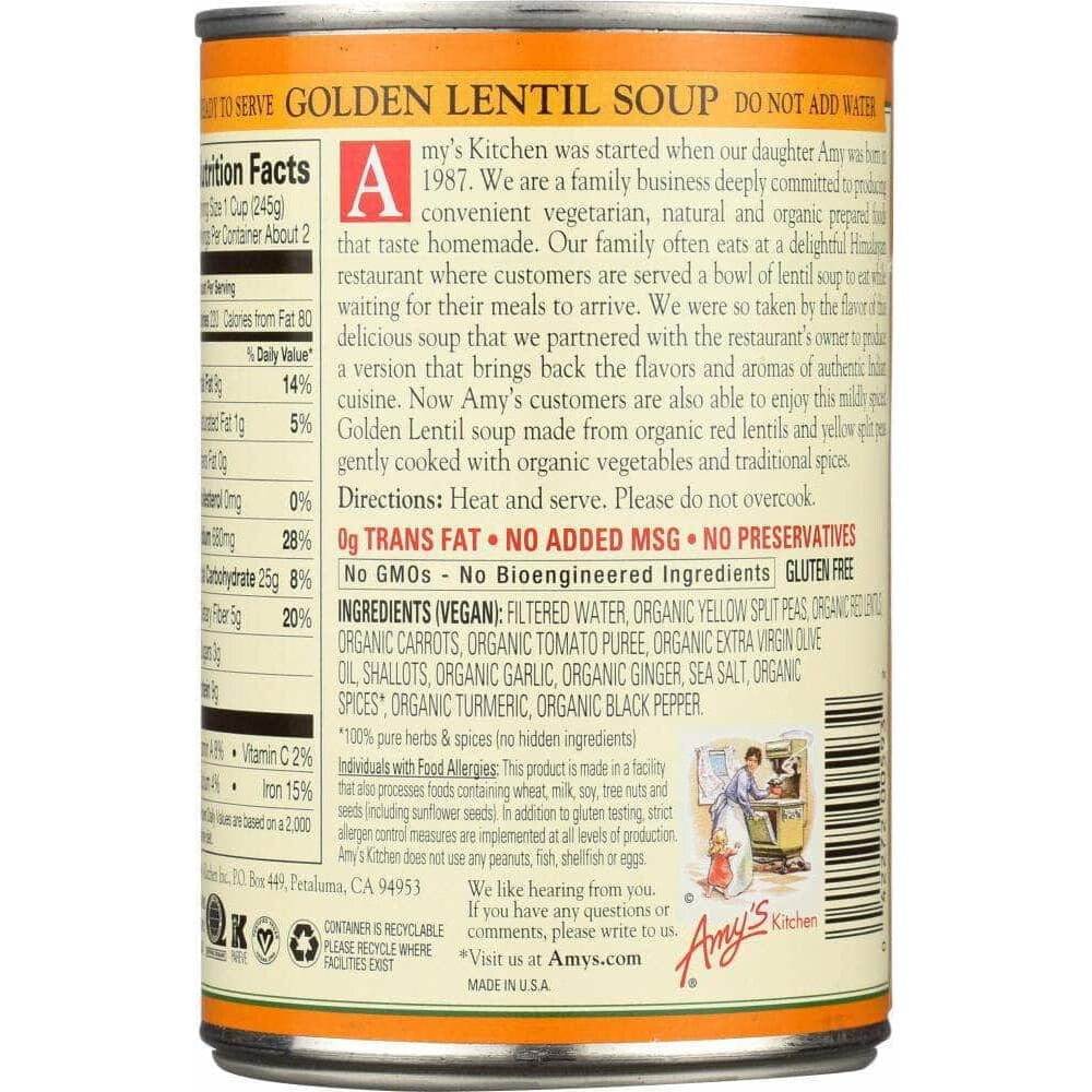 Amys Amy's Golden Lentil Soup Indian Dal, 14.4 oz