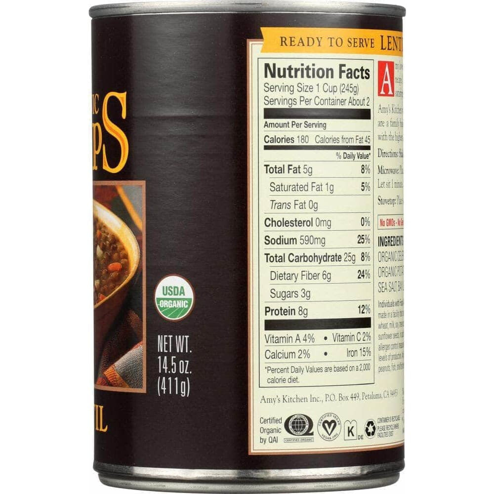 Amys Amy's Organic Lentil Soup, 14.5 oz