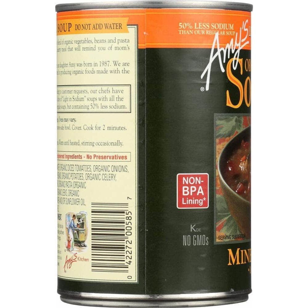 Amys Amy's Organic Soup Low Fat Minestrone Light In Sodium, 14.1 oz