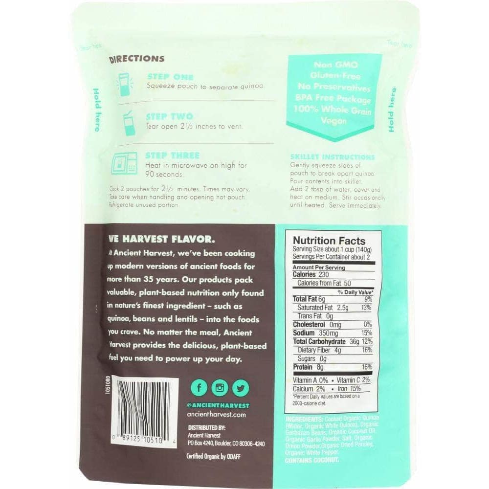 Ancient Harvest Ancient Harvest Organic Quinoa with Chickpeas & Garlic, 8 oz