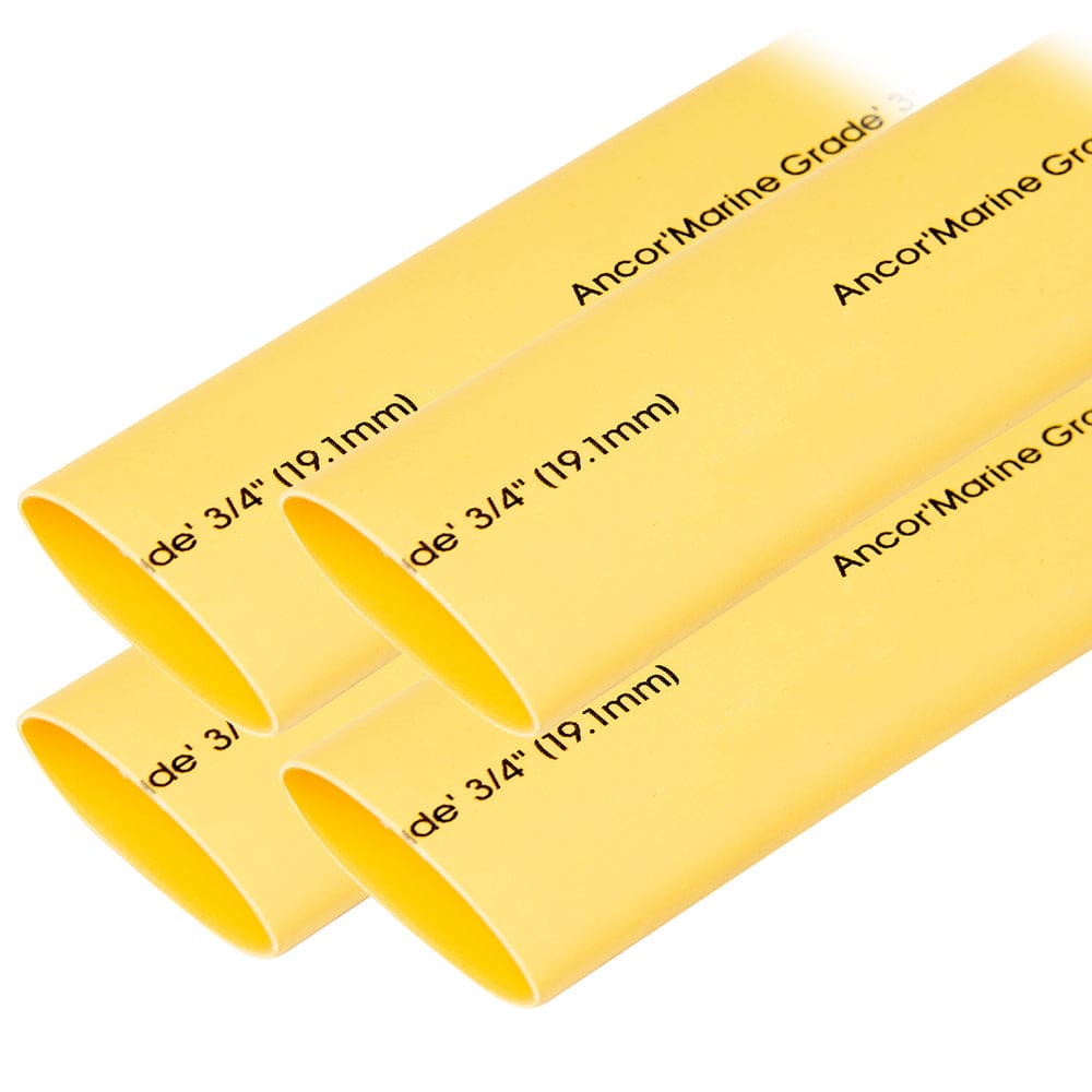Ancor Heat Shrink Tubing 3/ 4 x 6 - Yellow - 4 Pieces (Pack of 2) - Electrical | Wire Management - Ancor