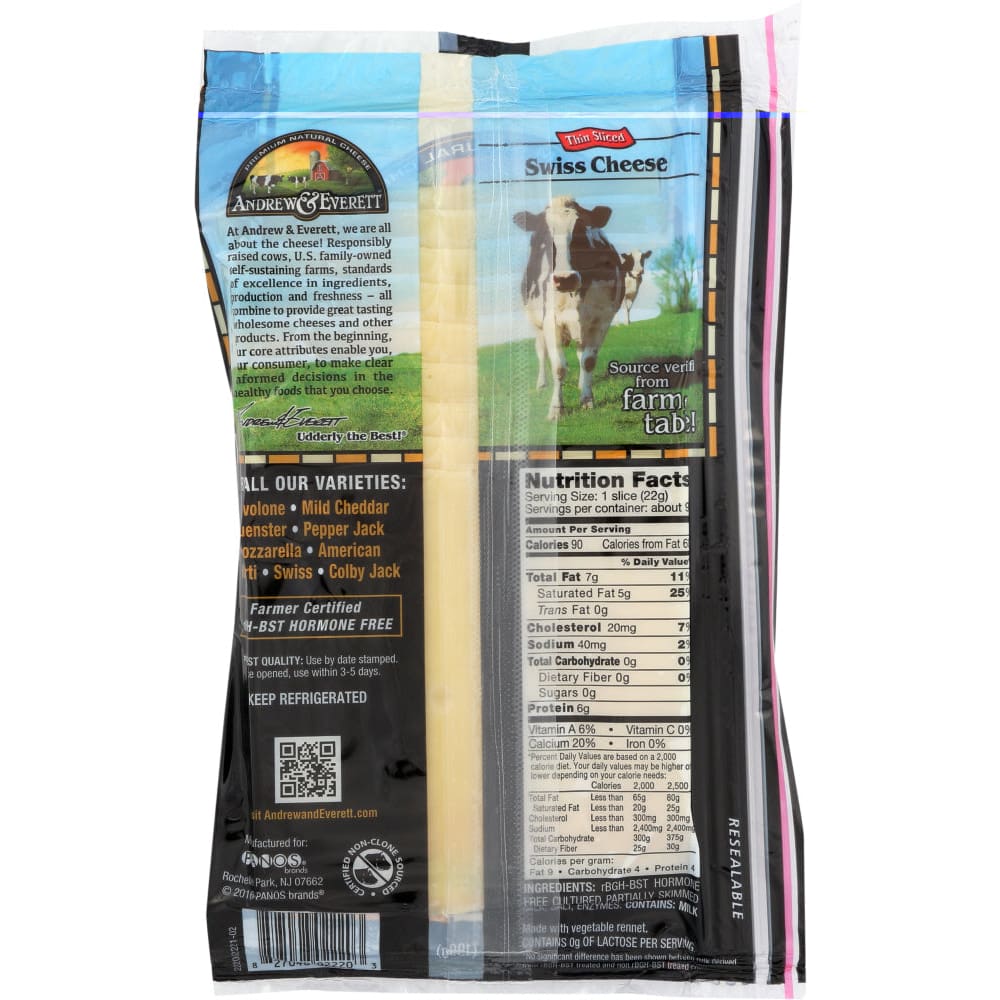 ANDREW & EVERETT: Cheese Swiss Sliced 7 oz - Grocery > Dairy Dairy Substitutes and Eggs > Cheeses - ANDREW & EVERETT