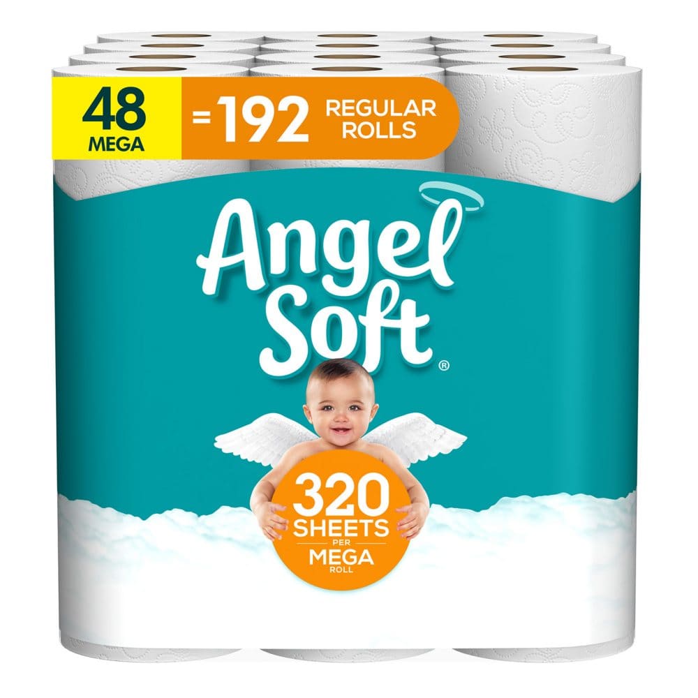 Angel Soft 2-Ply Toilet Paper (320 sheets/roll 48 Mega rolls) (Pack of 10) - Paper & Plastic - Angel