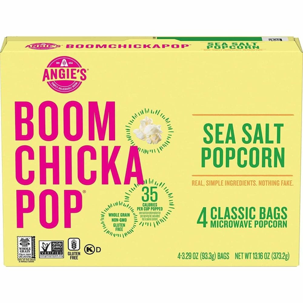 ANGIES ANGIES BOOMCHICKAPOP Sea Salt Microwave Popcorn 4 Classic Bags, 13.16 oz