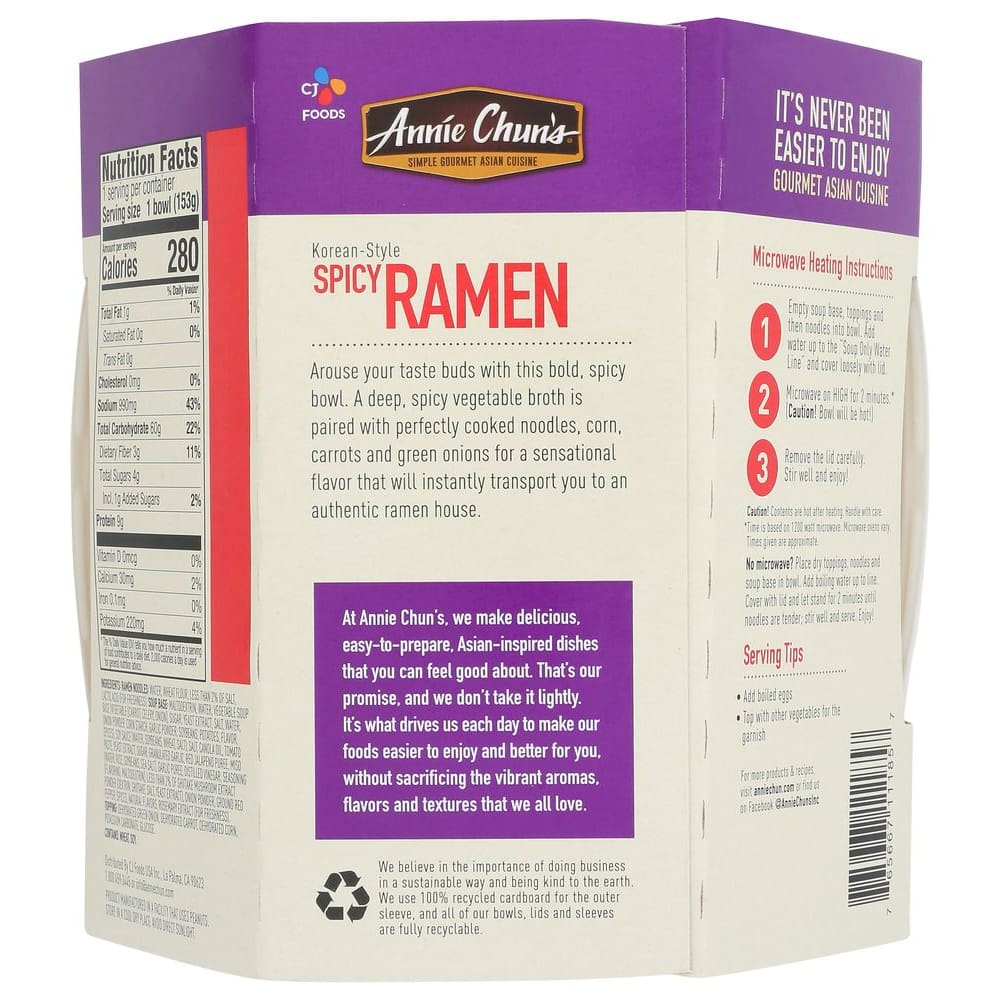 ANNIE CHUNS: Ramen Spicy Korean 5.4 OZ (Pack of 5) - Grocery > Soups & Stocks - ANNIE CHUNS