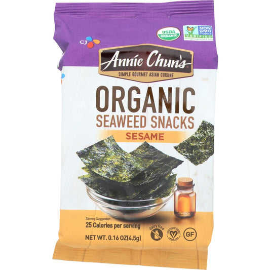 ANNIE CHUNS: Seaweed Snack Sesame Mini 0.16 oz (Pack of 6) - Grocery > Pantry > Meat Poultry & Seafood - ANNIE CHUNS