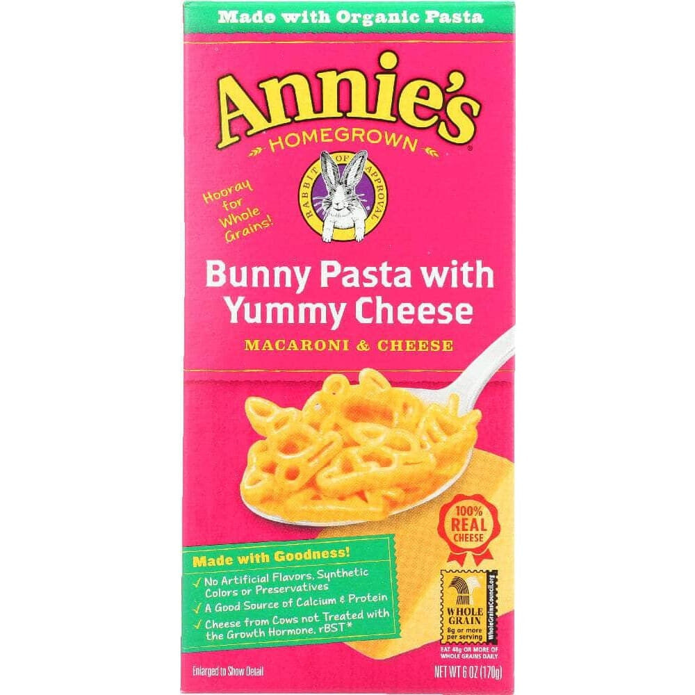 Annies Annie's Homegrown Bunny Pasta with Yummy Cheese, 6 Oz