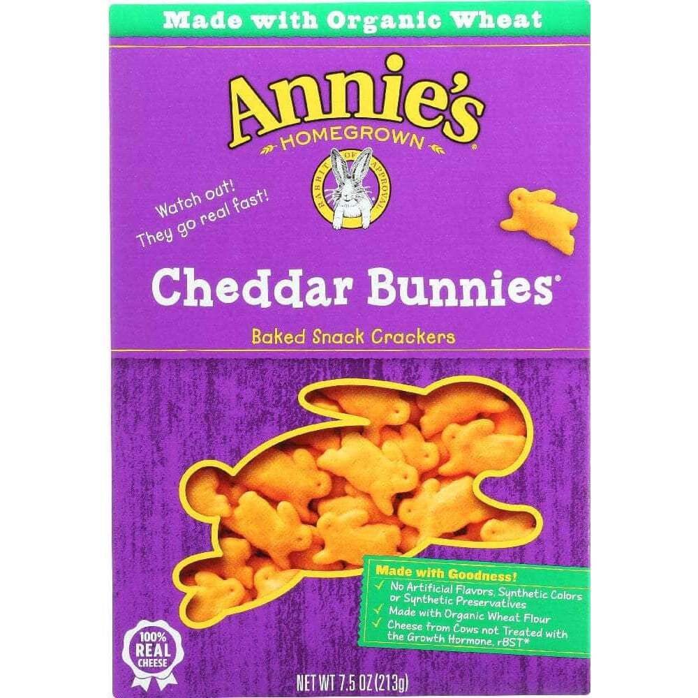 Annies Annie's Homegrown Cheddar Bunnies Baked Snack Crackers Original, 7.5 Oz
