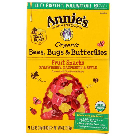 ANNIES HOMEGROWN ANNIES HOMEGROWN Fruit Snk Bees Bugs Btrfl, 4 oz