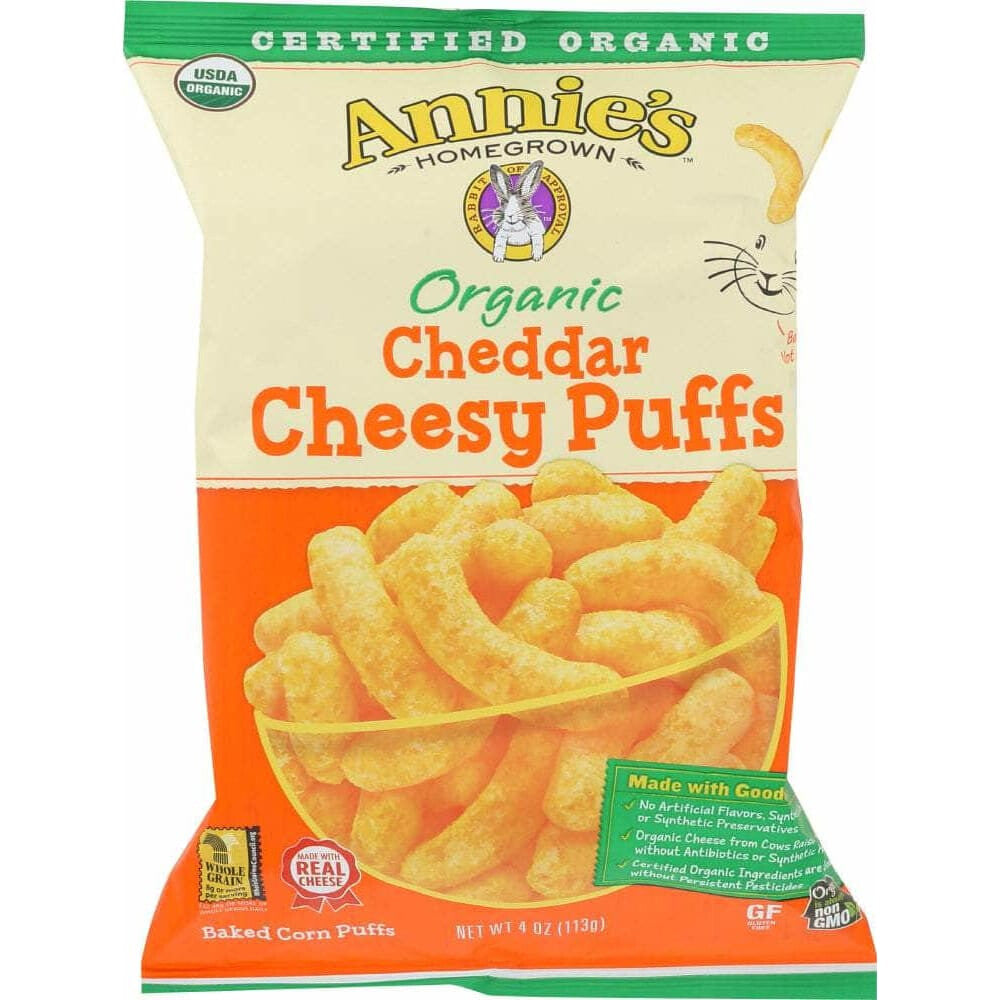 Annies Annies Homegrown Organic Cheddar Cheesy Puffs, 4 oz