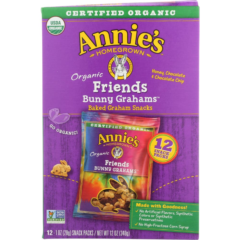 ANNIES HOMEGROWN: Organic Friends Bunny Grahams Baked Snacks 12 Pack 12 oz (Pack of 3) - Grocery > Beverages > Coffee Tea & Hot Cocoa -