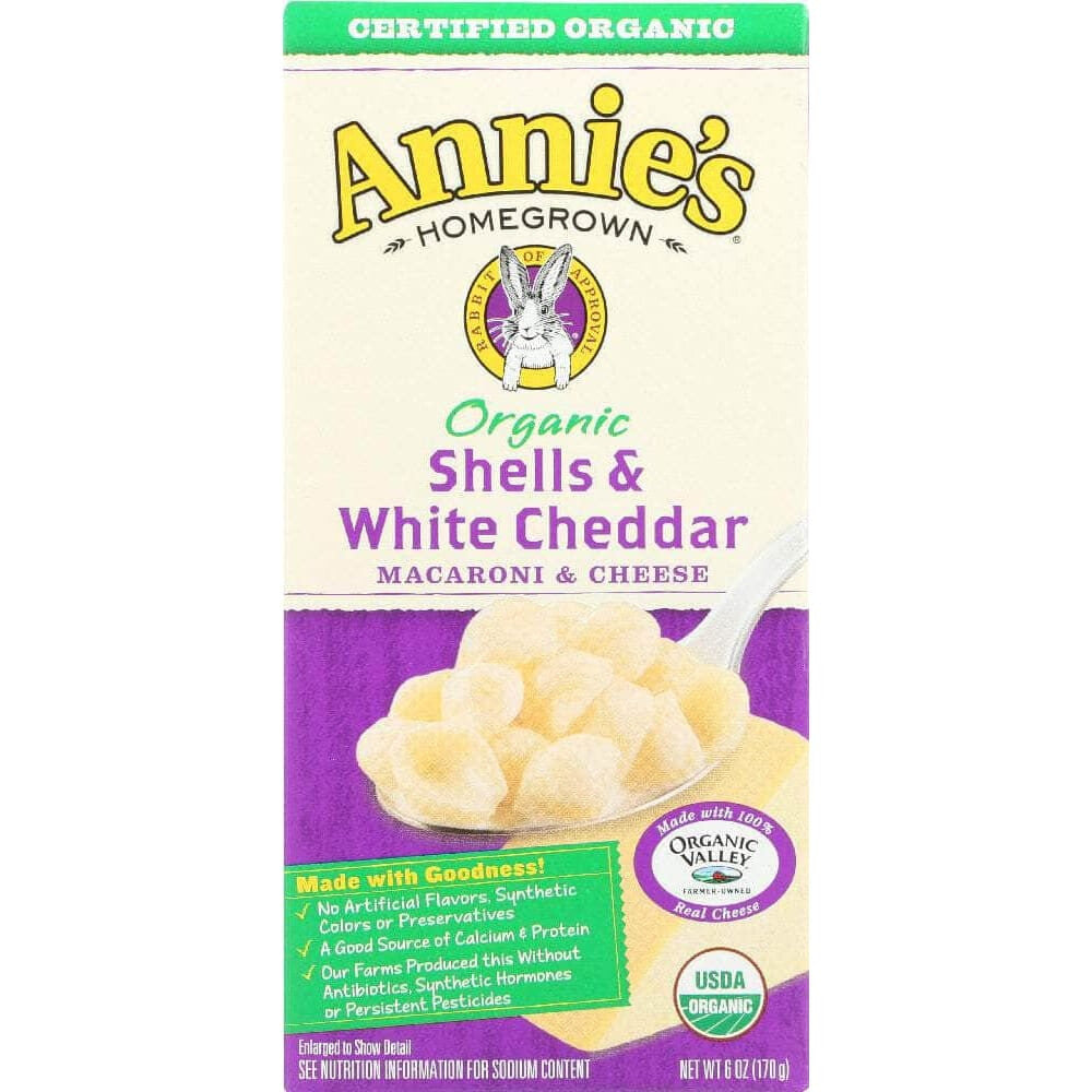 Annies Annie's Homegrown Organic Shells and White Cheddar Macaroni and Cheese, 6 Oz