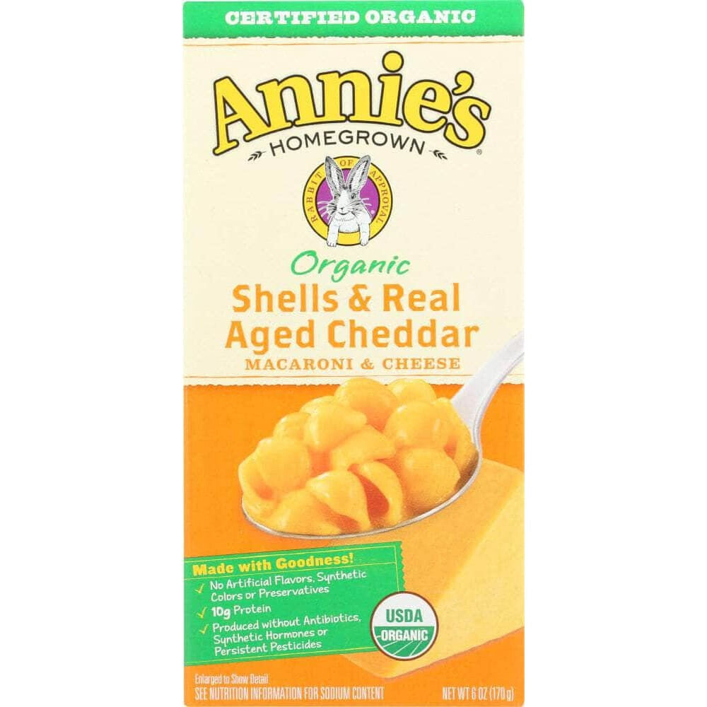 Annies Annie's Homegrown Organic Shells & Real Aged Cheddar Macaroni & Cheese, 6 Oz