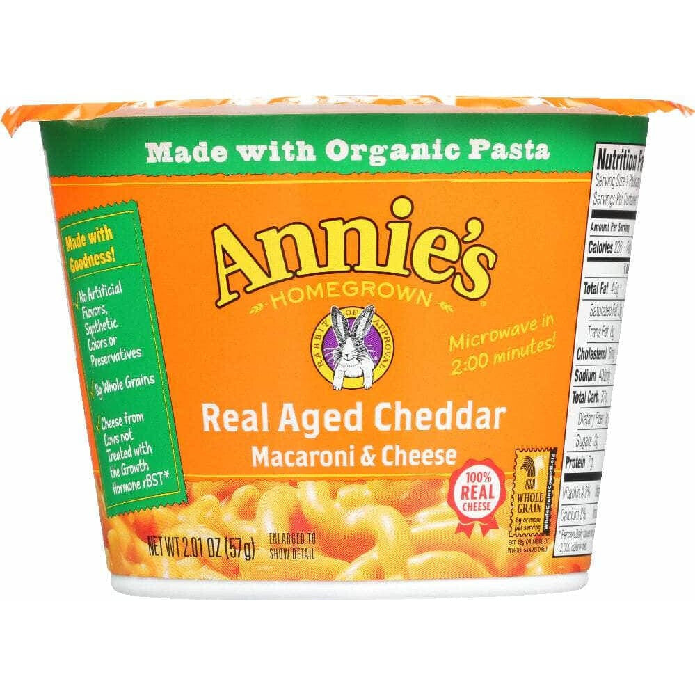 Annies Annie's Homegrown Real Aged Cheddar Microwavable Macaroni & Cheese Cup, 2.01 oz