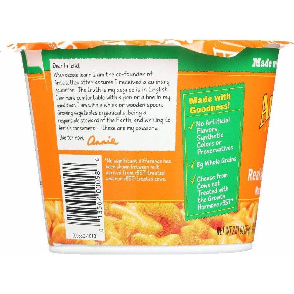 Annies Annie's Homegrown Real Aged Cheddar Microwavable Macaroni & Cheese Cup, 2.01 oz