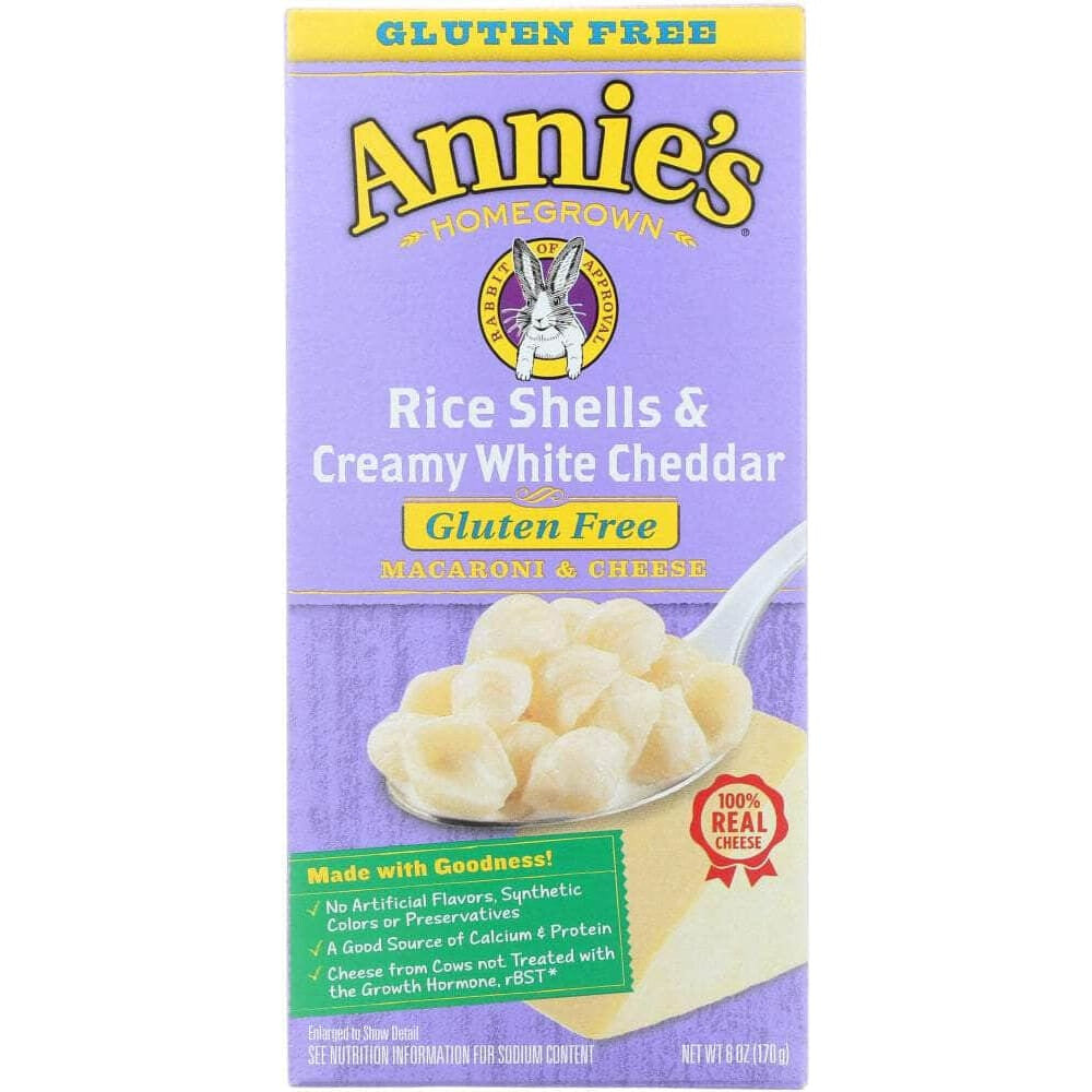 Annies Annie's Homegrown Rice Shells & Creamy White Cheddar Macaroni and Cheese Gluten Free, 6 Oz