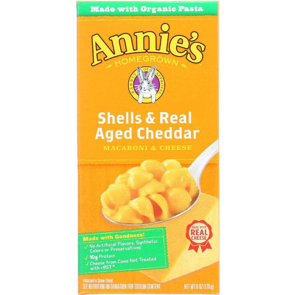 Annies Annie's Homegrown Shells and Real Aged Cheddar, 6 Oz