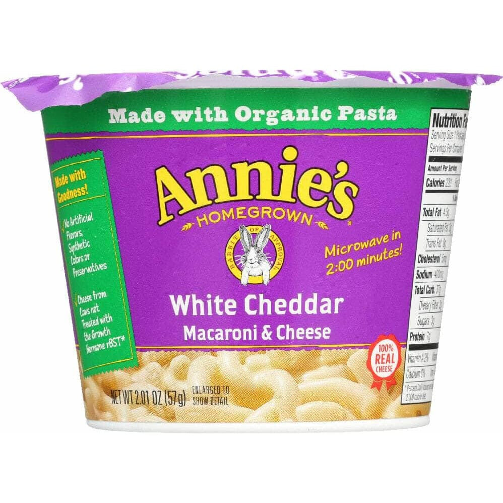 Annies Annie's Homegrown White Cheddar Microwavable Macaroni & Cheese Cup, 2.01 Oz