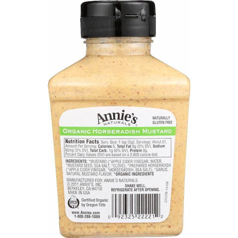 Annies Annie's Naturals Organic Horseradish Mustard, 9 oz