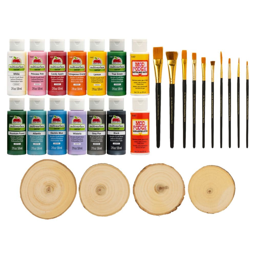Apple Barrel Wood Round Multi-Surface Acrylic Craft Paint Kit 28 Piece - Painting & Coloring - Apple