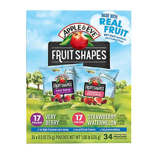 Apple & Eve Fruit Shapes Very Berry and Strawberry Watermelon Variety Pack 34 pk./0.5 oz. - Home/Grocery/Snacks/Fruit Snacks Nuts & Seeds/ -