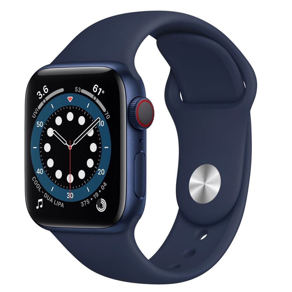 Apple Watch Series 6 40m GPS + Cellular Blue Aluminum Case with Deep Navy Sport Band - Giftable Tech - Apple
