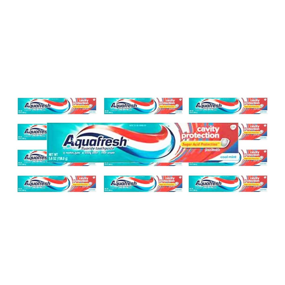 Aquafresh Cavity Protection Fluoride Toothpaste Cool Mint 5.6 oz - 12 Pack - Toothpaste - Aquafresh