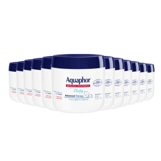 Aquaphor Baby Healing Ointment Advanced Therapy Skin Protectant Dry Skin and Diaper Rash Ointment 14 Oz - 12 Pack - Diaper Cream & Oil -