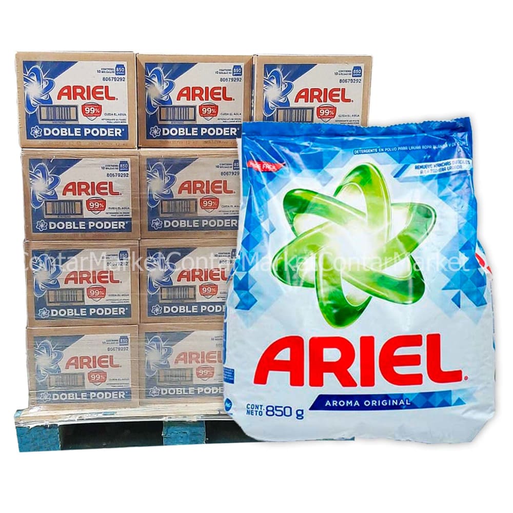 Ariel Laundry Powder Detergent Pallet - 850gr - 60 Boxes - 10 Units Each - Laundry Detergent - Ariel