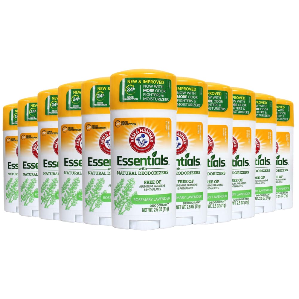 Arm & Hammer Essentials Natural Deodorant Fresh Rosemary Lavender Natural- 2.5 oz - 12 Pack - Deodorant & Anti-Perspirant - Arm & Hammer