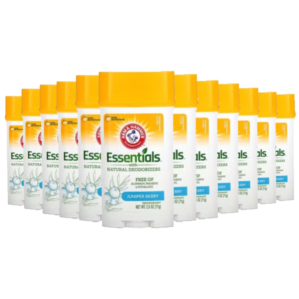 Arm & Hammer Essentials Natural Deodorant Juniper Berry- 2.5 oz - 12 Pack - Deodorant & Anti-Perspirant - Arm & Hammer