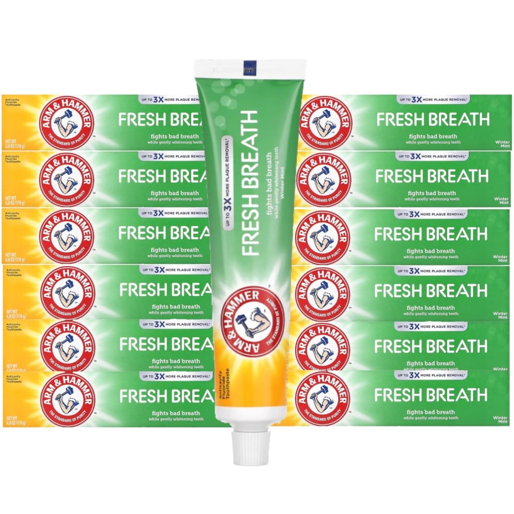 Arm & Hammer Fresh Breath Winter Mint 6 oz (170 g) - 12 Pack - Toothpaste - Arm & Hammer