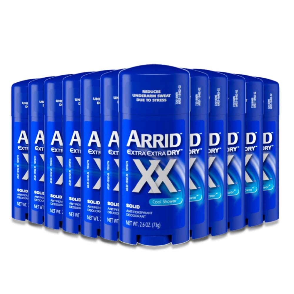 ARRID Extra Dry SOLID Antiperspirant Cool Shower 2 6 Oz 12 Pack Arrid extra dry solid antiperspirant cool shower 2 6 oz 12 pack