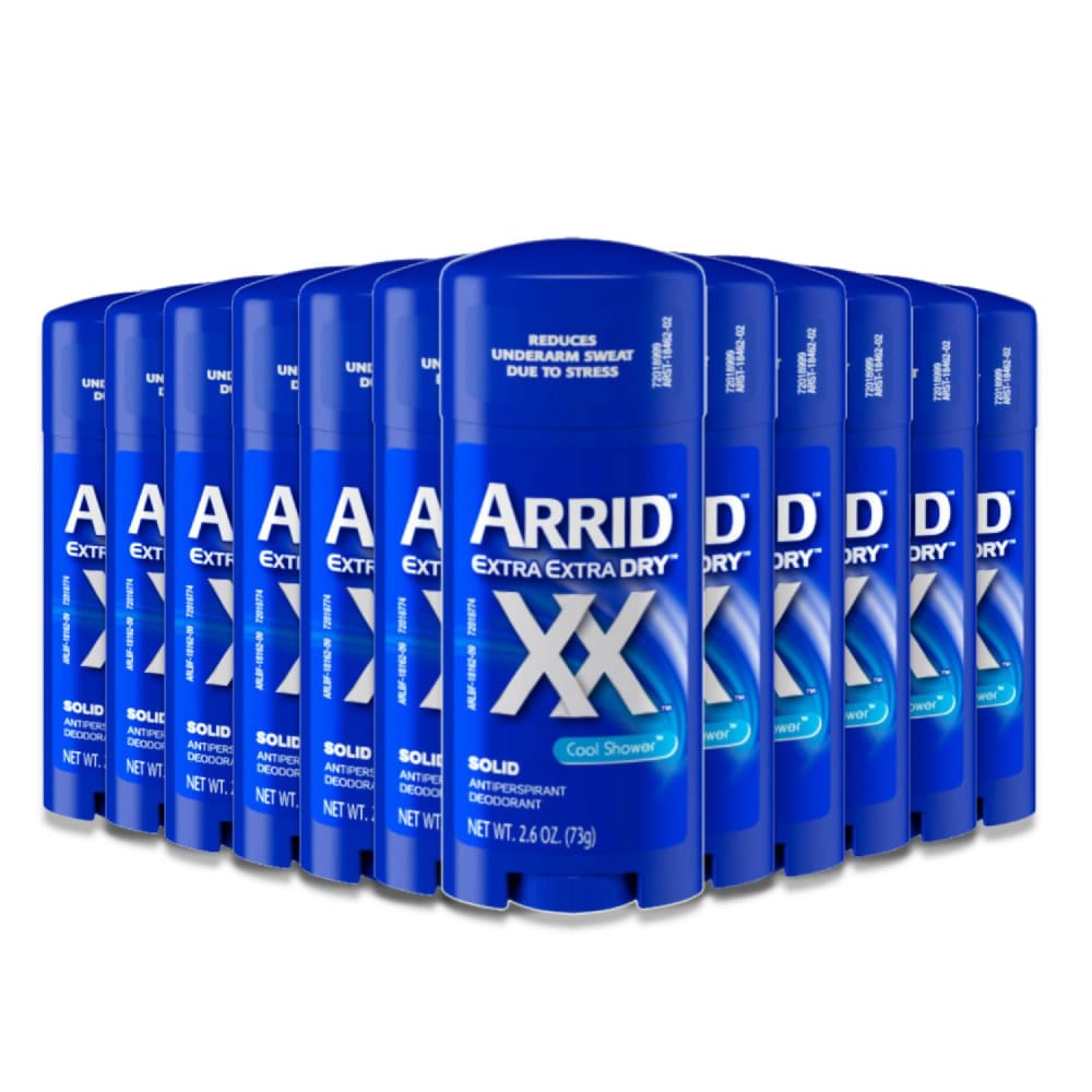 ARRID Extra Dry SOLID Antiperspirant Cool Shower 2.6 oz - 12 Pack - Deodorant & Anti-Perspirant - Arrid